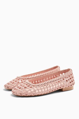 Topshop ALBA Pink Woven Ballet Shoes - ShopStyle Flats