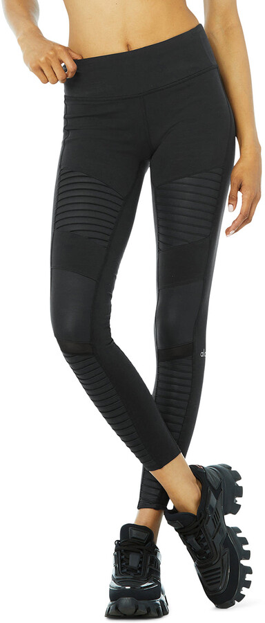 Alo Yoga Moto Legging in Black/Black Glossy, Size: 2XS