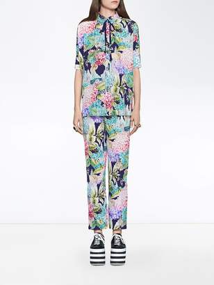 Gucci Hydrangea silk pajama pant