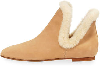 The Row Eros Shearling-Trimmed Nubuck Boots