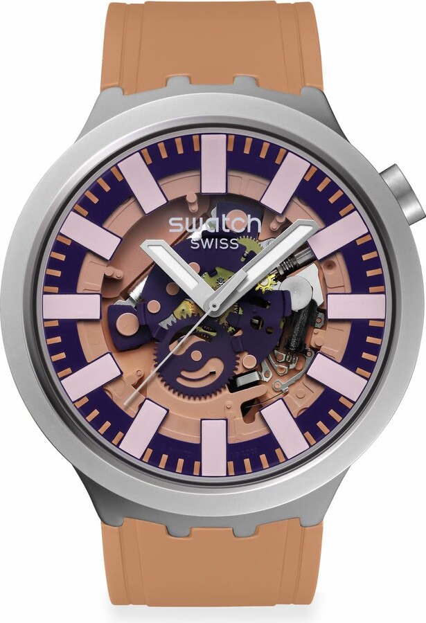 Swatch Big Bold Irony Lacquered Unisex Watch Casual Polymer Beige Automatic Waterproof Terracotta Tide