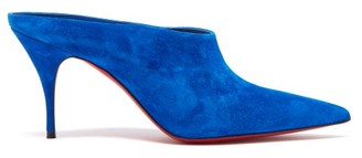 Christian Louboutin Quart 80 Suede Mules - Womens - Blue Christian Louboutin Quart 80 Suede Mules - Womens - Blue