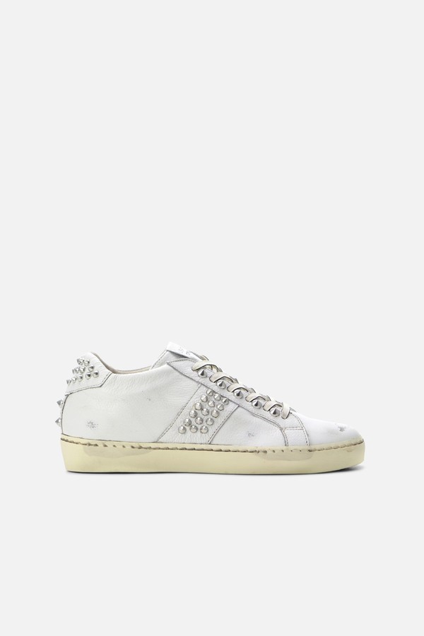 leather crown high top sneakers