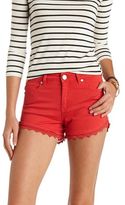 Thumbnail for your product : Charlotte Russe Colored Crochet-Trimmed High-Waisted Denim Shorts