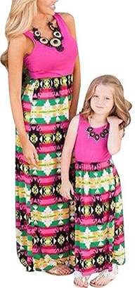 Bohemia Bai You Mei Mommy and Daughter Sleeveless Printing Casual Maxi Dress 2XL