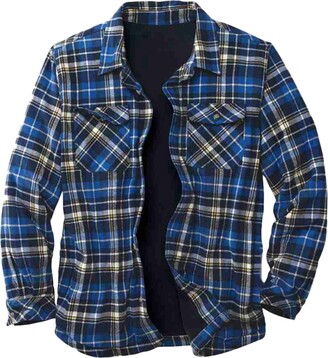 VESNIBA Button Down Shirt Big and Tall Men's Plaid Shirts Jacket Fleece  Lined Flannel Shirts Sherpa Button Down Jackets for Men - ShopStyle
