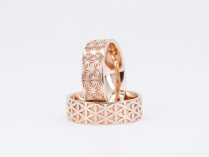 Etsy 14K Gold Flower Of Life Wedding Ring Set Spiritual Yoga Bands