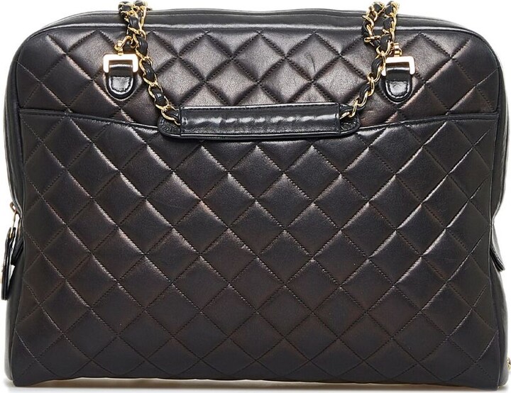 black leather chanel tote