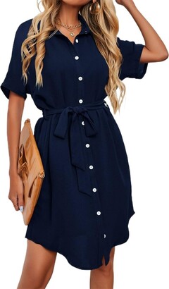 Navy Blue Shirt Dress