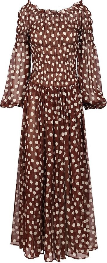 Raquel Diniz Hannah Polka-Dot Chiffon Dress