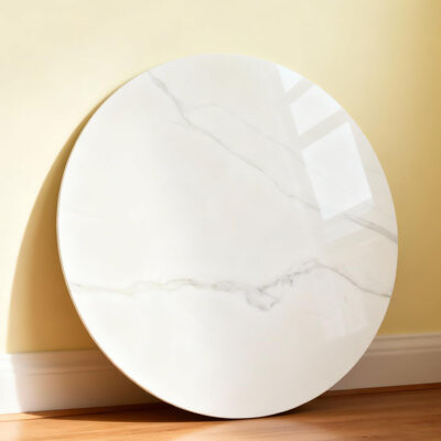 Tansole Marble Design Round Tempered Glass Table Top, 8mm Thick Table Protector, Replacement Table Top