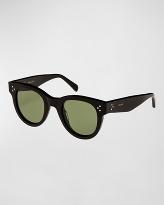Celine Studded Acetate Sunglasses w/ Mineral Lenses, Black