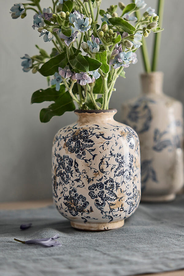 Blue Floral Ceramic Vase