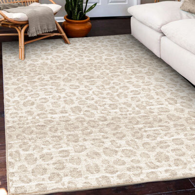 Everly Quinn Rockford Animal Print Beige Stain Resistant Area Rug
