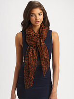 Thumbnail for your product : Alexander McQueen Silk Leopard & Skull Scarf