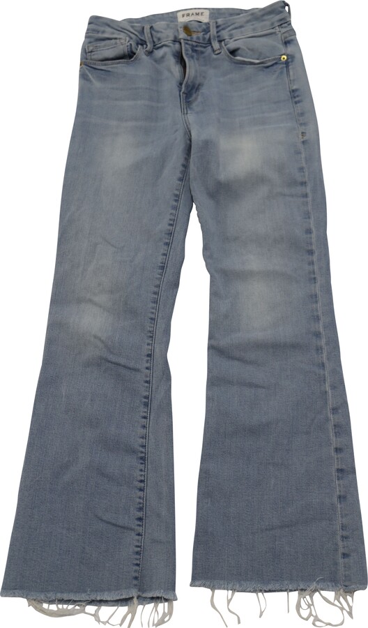 Frame Le Crop Mini Boot Jeans in Blue Cotton