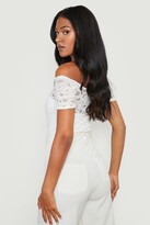 Thumbnail for your product : boohoo Tall Off The Shoulder Lace one piece