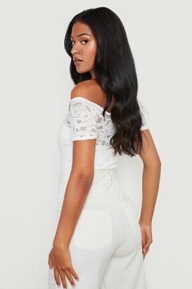 boohoo Tall Off The Shoulder Lace one piece