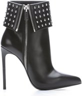Thumbnail for your product : Saint Laurent black leather studded 'Paris' stiletto ankle boots