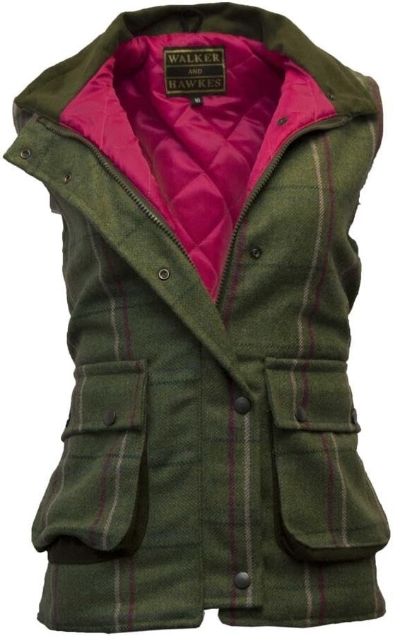 Walker And Hawkes - Chaleco Ashby Derby Tweed Para Mujer - Rayas Rosas - EU 36 (UK 8