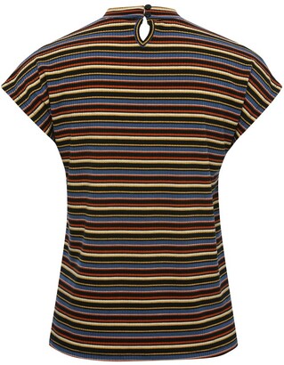 M&Co Stripe high neck rib t-shirt