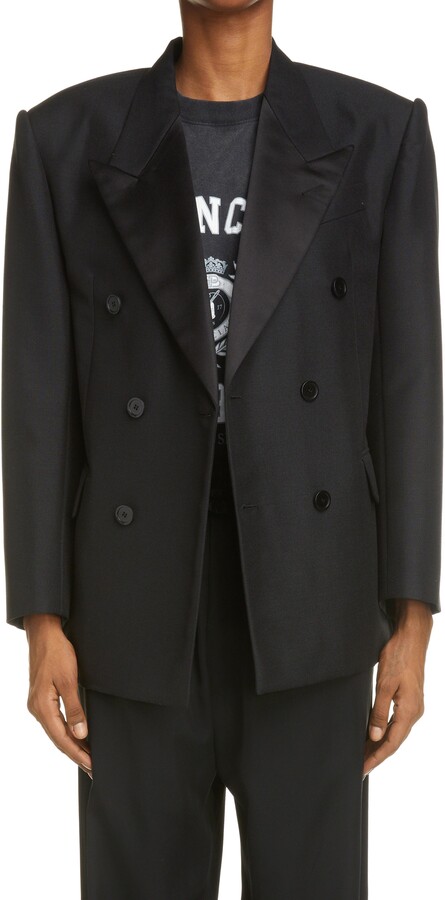 Balenciaga Shrunk Double Breasted Tuxedo Jacket - ShopStyle Blazers