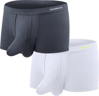 Zonbailon Men's Dual Pouch Underwear Short Leg Bulge Boxer Briefs