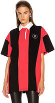 Thumbnail for your product : Alexander Wang Short Sleeve Rugby Collared Shirt in Faded Red & Black | FWRD