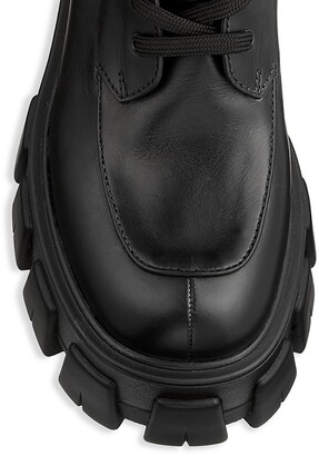 Prada Pocket Lug-Sole Tall Leather Combat Boots - ShopStyle