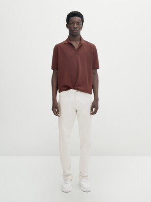 Massimo Dutti Microtextured Cotton Polo Shirt