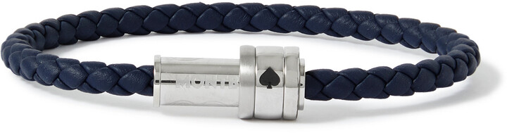 Montblanc Meisterstück Woven Leather And Stainless Steel Bracelet 