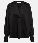 Oversized V-neck cotton blouse 