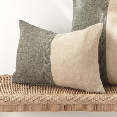 Napa Home and Garden Jules Textured European Flax Fiber Reversible Throw Pillow