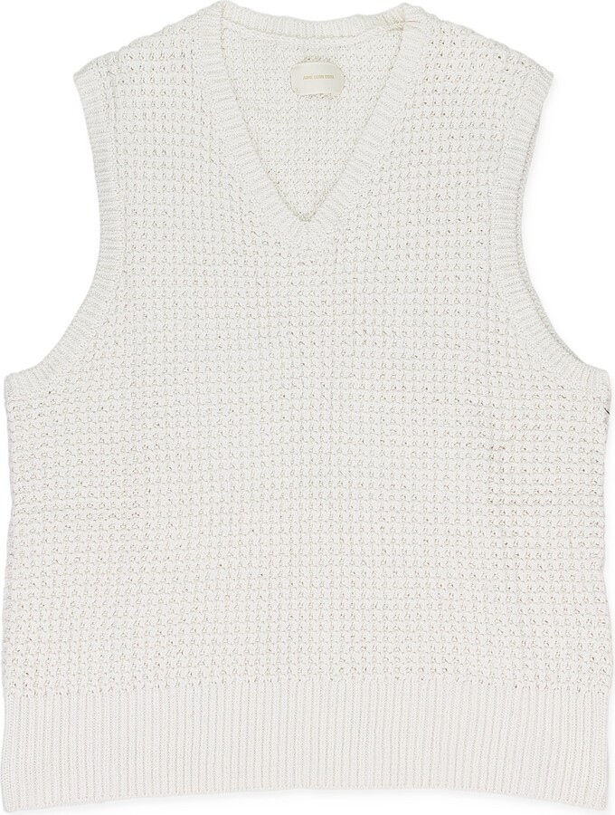 Aimé Leon Dore Cream Waffle V-Neck Sweater Vest