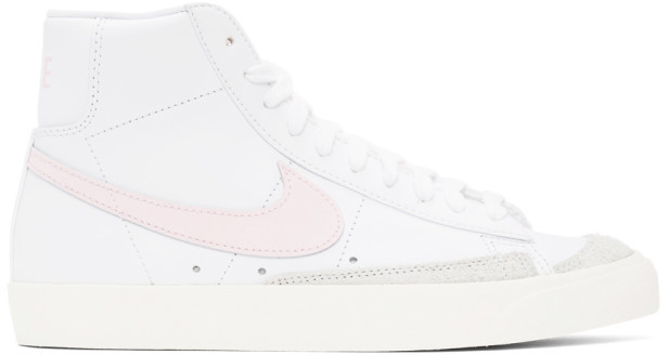 pink and white high top nikes