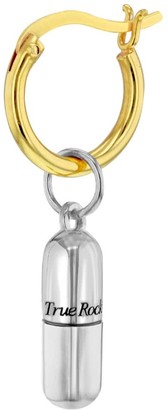Sterling Silver Pill on Gold Plated Huggie Hoop Earring
