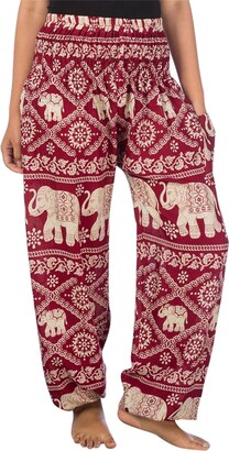 Womens Harem Pants Boho Pants Yoga Pants Red Wonder Elephant