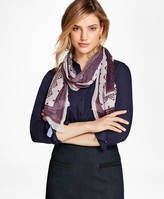 Thumbnail for your product : Brooks Brothers Ribbon-Print Silk Chiffon Oblong Scarf