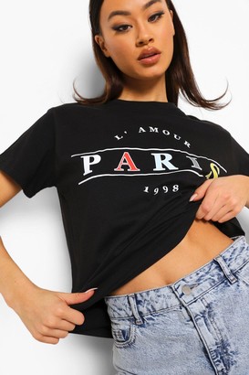 boohoo Paris Slogan Overiszed T Shirt