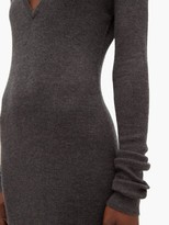 Thumbnail for your product : Raey Deep-v Fine-rib Cashmere Dress - Charcoal
