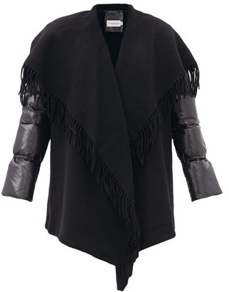 Moncler Mantella Padded-sleeves Wool Wrap Jacket - Black - ShopStyle