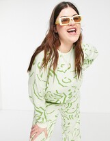 Thumbnail for your product : Native Youth Plus relaxed jumper in abstract squiggle knit (part of a set)