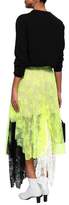 Thumbnail for your product : Christopher Kane Paneled Neon Lace Midi Skirt