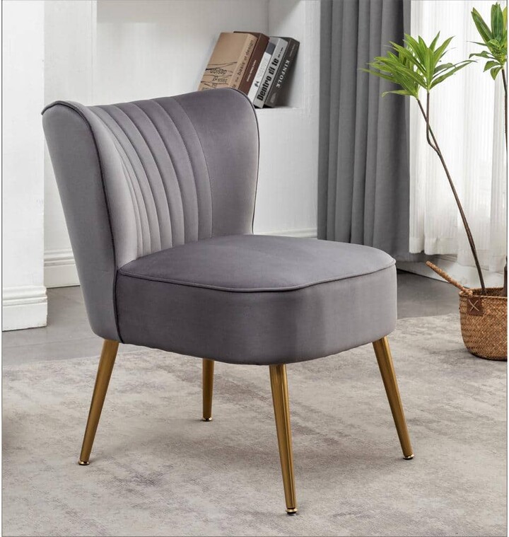 Us Pride Furniture Sauter 23.2 in. Wide Mid-Century Modern Gray Microfiber Accent Chair (Set of 1 )