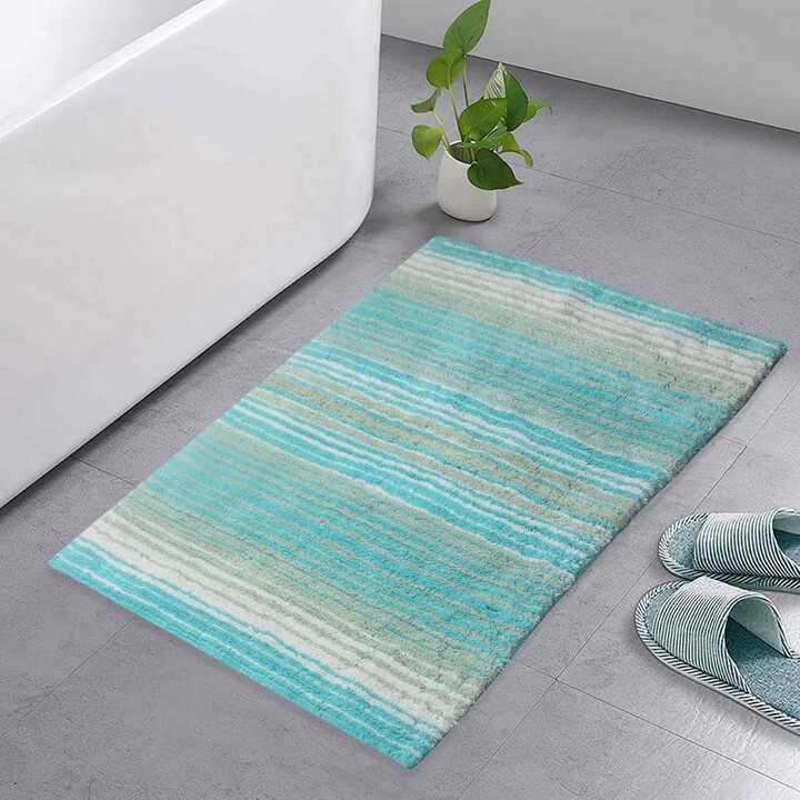 HOME WEAVERS INC 100% Cotton Gradiation Collection Machine Washable 24x40, Turquoise