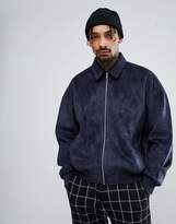 Thumbnail for your product : ASOS DESIGN oversized faux suede harrington jacket in navy