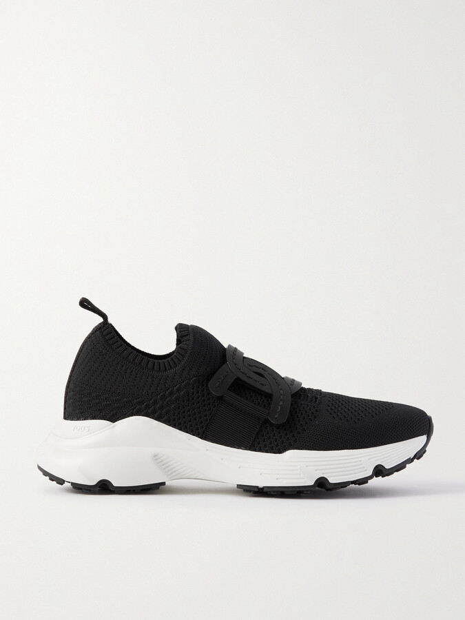 Tod's Leather-trimmed Stretch-knit Slip-on Sneakers - Black