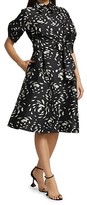 Thumbnail for your product : Teri Jon by Rickie Freeman Printed Jacquard Belted Shirtdress