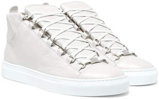 Balenciaga Arena Creased-leather High-top Sneakers - Light gray
