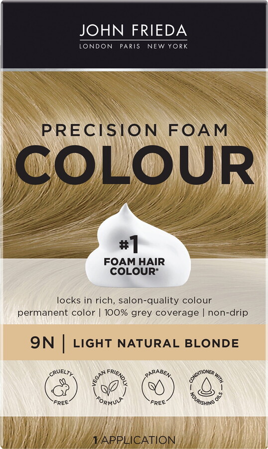 John Frieda Precision Foam Permanent Blonde Hair Color, Blonde Hair Dye, 9N, 1 Application